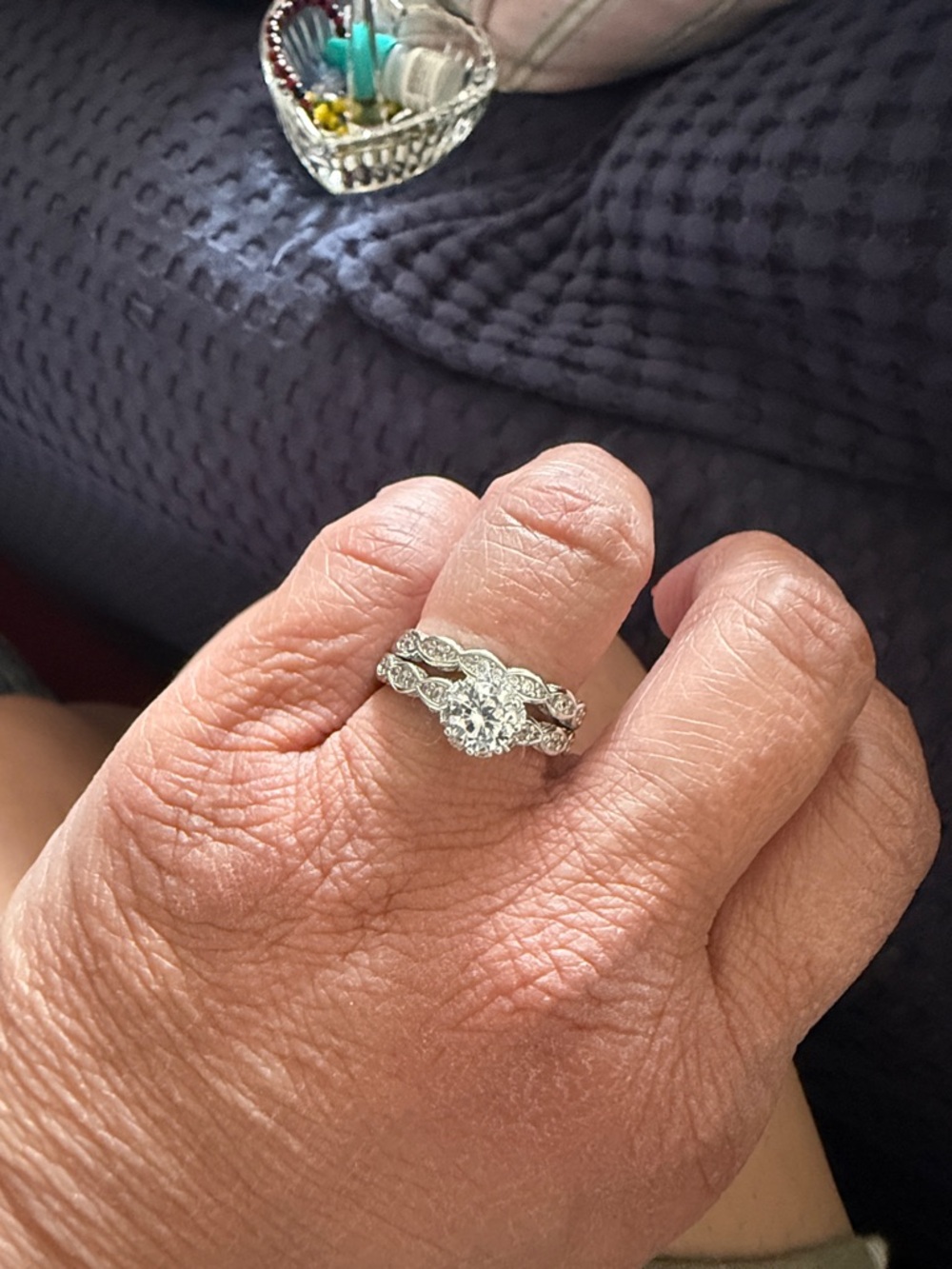 Wedding Ring Set Sterling Silver Zirconia Ring Band - Ginger Lyne Collection - Picture 2 of 4